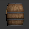 Wooden Barrel Storage Container With Small Window And Metal Hoops For Home Use