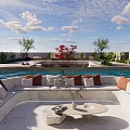 Modern Detached Villa With White Exterior Large Windows Swimming Pool And Terrace