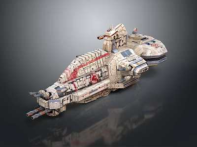Futuristic Sci Fi Spaceship Model With Gray Red Mechanical Structure And Detailed Design 3d model
