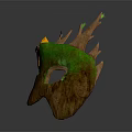 Wooden Forest Themed Mask With Branch Decorations Green Leaves And Yellow Heart Gemstone