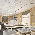 Modern Property Sales Office With Building Models Display Tables And Elegant Ceiling Design 3d model