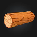 Natural Stone and Wood Log with Cross Section Growth Rings and Textured Surface