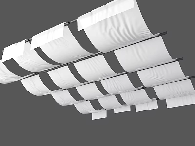 White Layered Ceiling Drapery For Decorative Interior Design Decoration 3d model