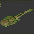 Brown Tadpole With Textured Body Large Head And Slender Tail On Dark Background