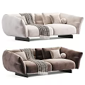 Three Seater Sofa With Plush Cushions Stylish Throw Blankets And Modern Design