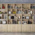 Modern Wooden Bookcase With Multiple Shelves Books Vases Frames And Decorative Ornaments