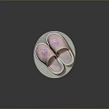 Soft Pink Fluffy Slippers with White Sole and Decorative Logo Design