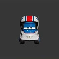 Cartoon Tow Truck Character Red White Blue Star Stripe Design With Anthropomorphic Eyes And Helmet
