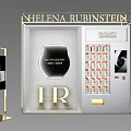 Luxury Helena Rubinstein Cosmetics Display Shelf with Face Sculptor and Lipsticks in Elegant Gold Frame