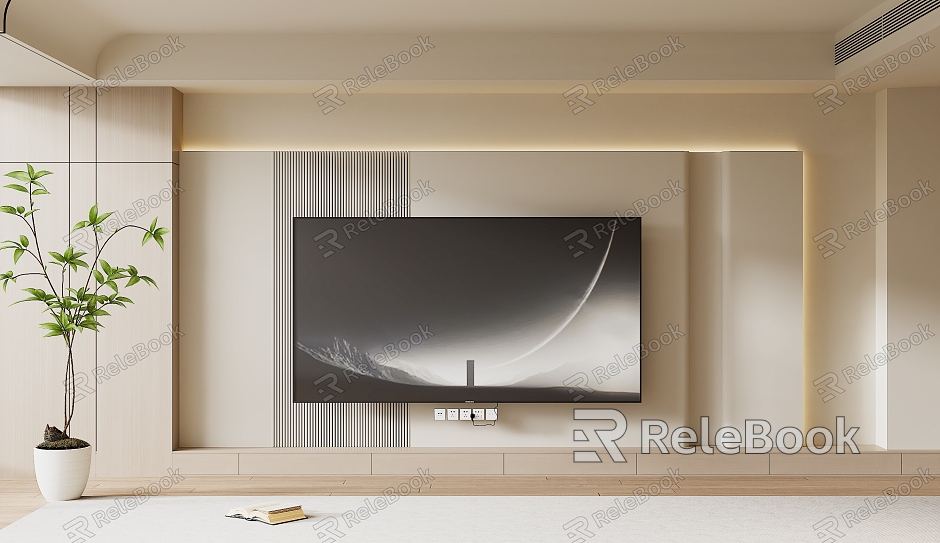 Modern TV Background Wall Cream Style TV Background Wall TV Cabinet TV model