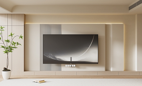 Modern TV Background Wall Cream Style TV Background Wall TV Cabinet TV 3d model