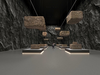 Art space Art installation Meichen stone and stone combination art exhibition hall 3d model