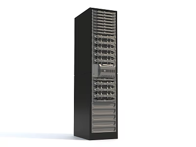 Tall Black Server Rack With Multiple Layers And Network Equipment For Data Center 3d model