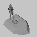 Game and Movie Character Standing on Blue Platform With Central Glowing Blue Sphere