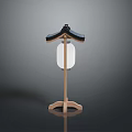 Traditional Japanese Style Lantern With Wooden Base Black Roof And White Shade