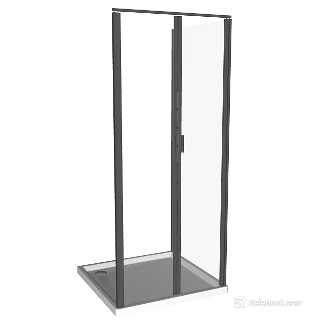 Modern Shower Enclosure Design With Clear Glass Door And Black Frame 3d model 