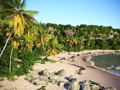 Beach by the sea 3d model