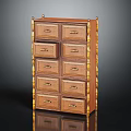 Traditional Wooden Chest of Drawers With Multiple Drawers And Golden Decorative Trim