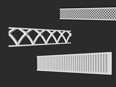 Various Decorative Lines With Lattice Geometric Crisscross And Vertical Slat Designs 3d model
