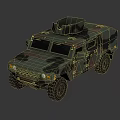 Camouflaged Military Vehicle With Armored Body And Roof Hatch For Tactical Use