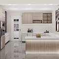 Modern Kitchen Interior Design With Light Wood Cabinets White Countertop And Island