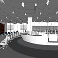 Modern monitoring room monitoring command center 3d model