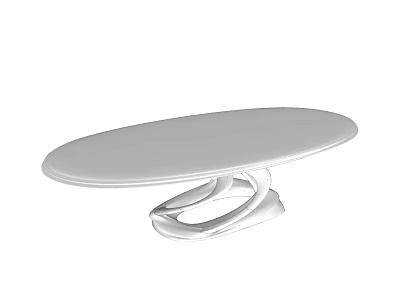 Modern White Coffee Table With Oval Tabletop And Curved Base 3d model