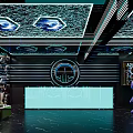 Modern KTV Interior With Neon Lighting Stage Large Screen And Decorative Ceiling 3d model