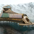 Futuristic Floating Architecture Unique Design With Transparent Structure And Mountain Waterfront