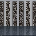 Hinged Doors With Intricate Floral Leaf Carved Patterns On Brown Panels 3d model