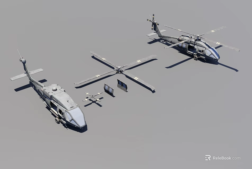 Military Helicopters As Essential Weapon Systems With Advanced Combat Equipment And Gear 3d model 