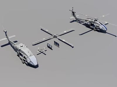 Military Helicopters As Essential Weapon Systems With Advanced Combat Equipment And Gear 3d model