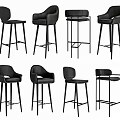 Modern Bar Stools With Leather Seats And Metal Frames In Various Styles 3d model