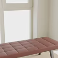 Burgundy Tufted Leather Sofa Bench With Black Legs In Modern Interior Herringbone Floor