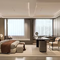 Modern Bedroom Interior Design With Large Bed Window Bench Desk Chair And Bookshelf