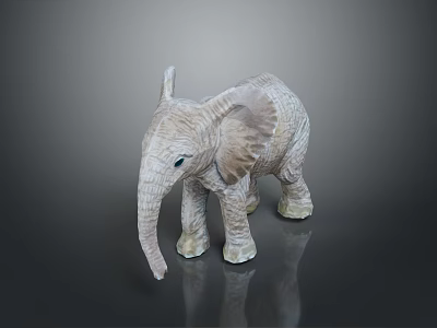 Light Colored Elephant Statue With Textured Surface Standing On Smooth Gray Background 3d model
