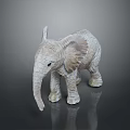 Light Colored Elephant Statue With Textured Surface Standing On Smooth Gray Background 3d model