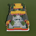 Ancient Chinese Architecture With Yellow Tiled Roofs Red Walls And Courtyard Layout