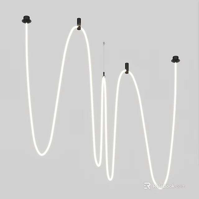 Modern Curved White Pendant Lights With Black Fixtures For Interior Decoration 3d model 