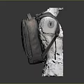 Vintage Worn Texture Backpack Displayed On White Mannequin With Gray Background 3d model