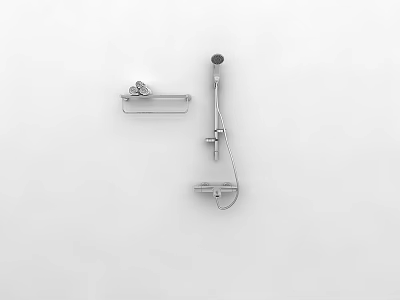 Modern Stainless Steel Bathroom Accessories With Shower Head And Towel Rack 3d model