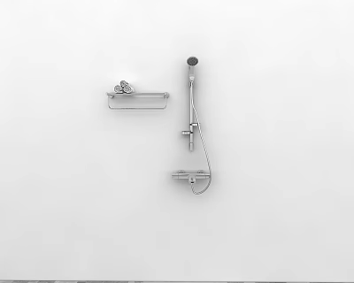 Modern Stainless Steel Bathroom Accessories With Shower Head And Towel Rack 3d model