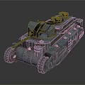 Military Tank With Heavy Armor Tracked Wheels Turret And Detailed Exterior
