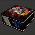 Decorative Metal Box With Colorful Character Graphics Xodus Text And Space Design
