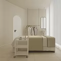 Minimalist SPA Sauna Room Interior With Massage Bed White Walls And Sheer Curtains