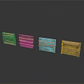 Four Wooden Pallets With Different Designs On White Background 3d model