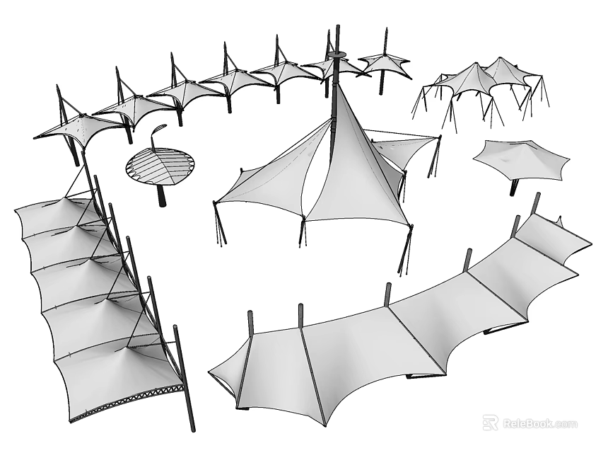 Heavy Duty Industrial Equipment Metal Frame Fabric Structures For Construction Projects 3d model 