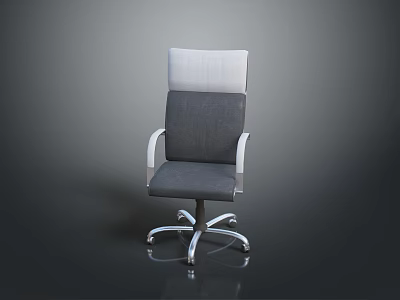 Modern Office Chair With Gray Fabric Seat White Headrest And Silver Base 3d model