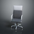 Modern Office Chair With Gray Fabric Seat White Headrest And Silver Base