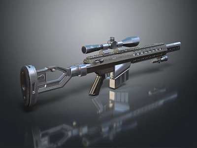 Modern Sniper Rifle With High Power Scope Metallic Body Tactical Design And Precision Components 3d model